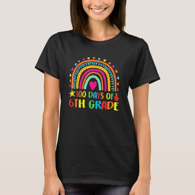 Camiseta 100 Days Of 6th Grade Leopard Rainbow 100th Day Of (Anverso)