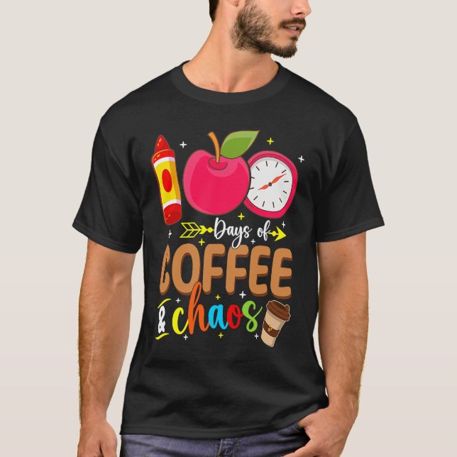 Camiseta 100 Days Of Coffe & Choos Lover 100 Day School Cof (Anverso)