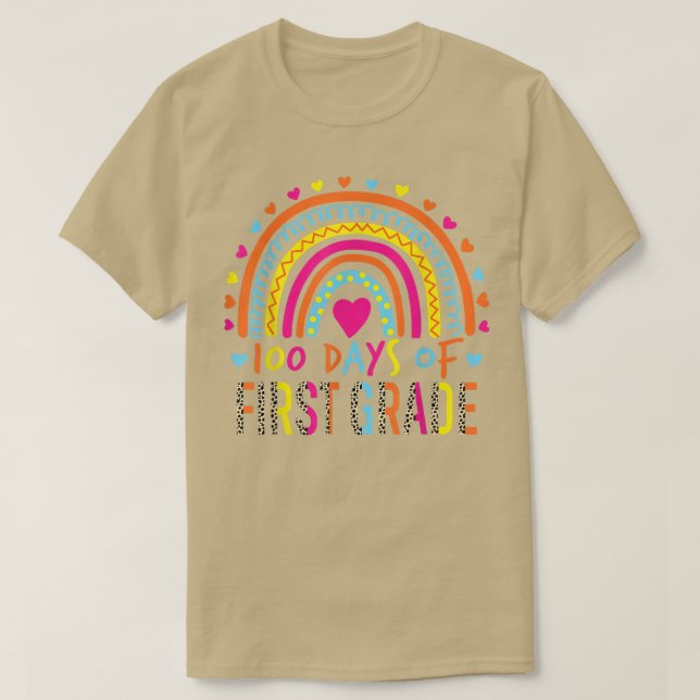 Camiseta 100 Days Of First Grade Leopard Rainbow 100th Day  (Diseño del anverso)