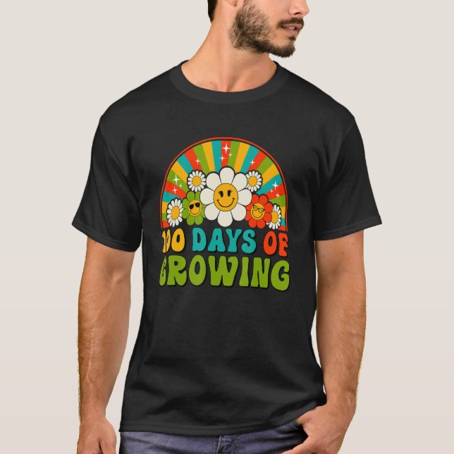 Camiseta 100 Days Of Growing Retro Teacher Kids Happy 100th (Anverso)