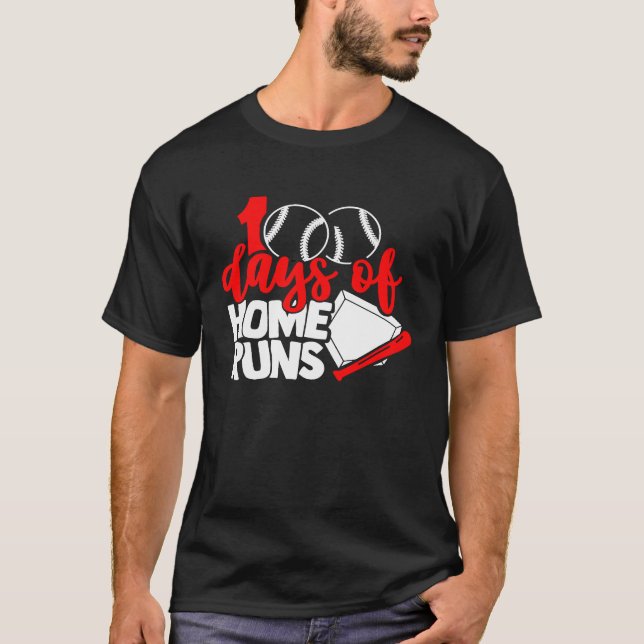 Camiseta 100 days of home runs Baseball  100th day of schoo (Anverso)