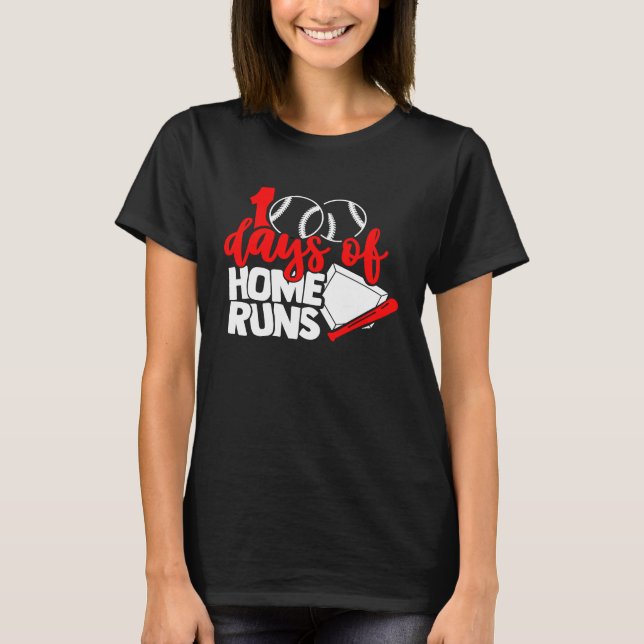 Camiseta 100 days of home runs Baseball  100th day of schoo (Anverso)