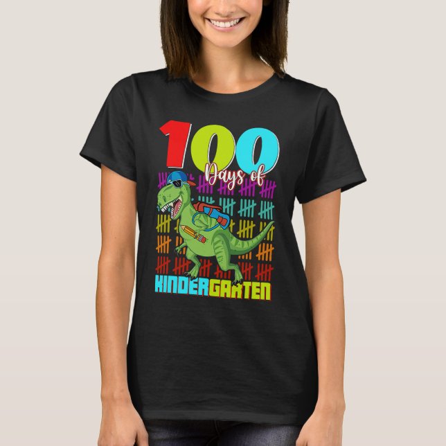 Camiseta 100 Days Of Kindergarten Dinosaur Rex Dinosaur  Bo (Anverso)