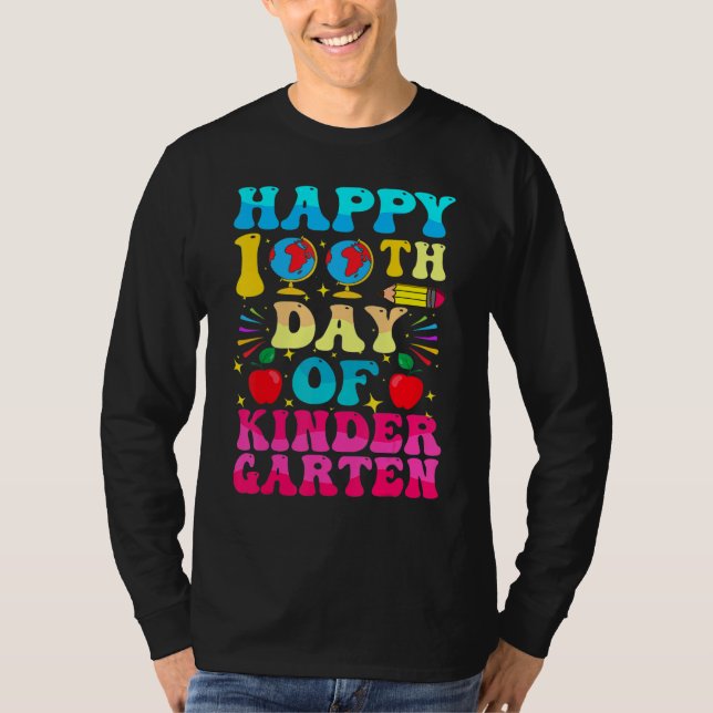 Camiseta 100 Days Of Kindergarten - Happy 100th Day Of Scho (Anverso)
