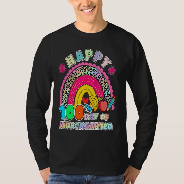 Camiseta 100 Days Of Kindergarten  Happy 100th Day Of Schoo (Anverso)