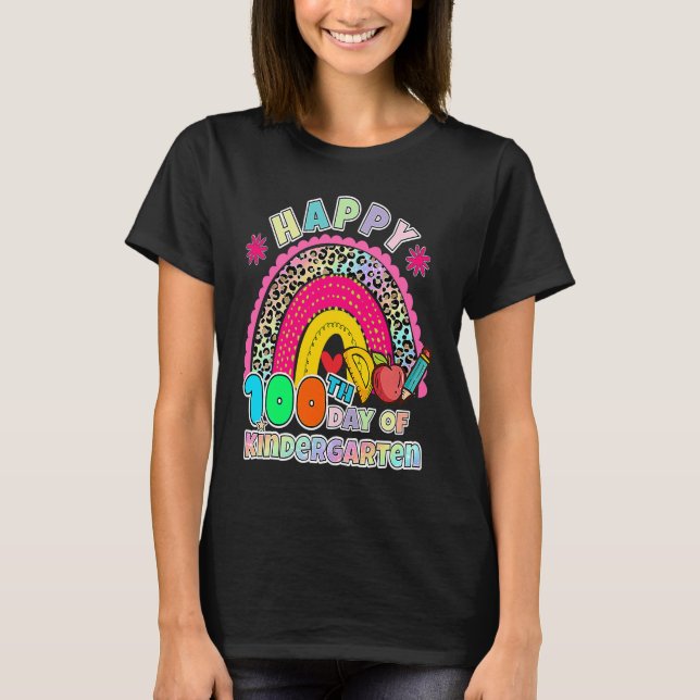 Camiseta 100 Days Of Kindergarten  Happy 100th Day Of Schoo (Anverso)
