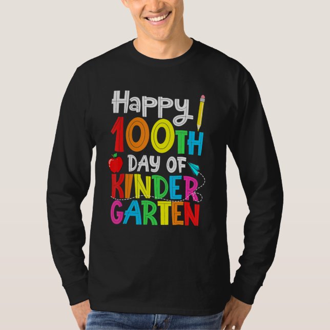 Camiseta 100 Days Of Kindergarten  Happy 100th Day Of Schoo (Anverso)