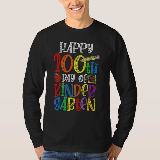 Camiseta 100 Days Of Kindergarten Happy 100th Day Of School (Anverso)