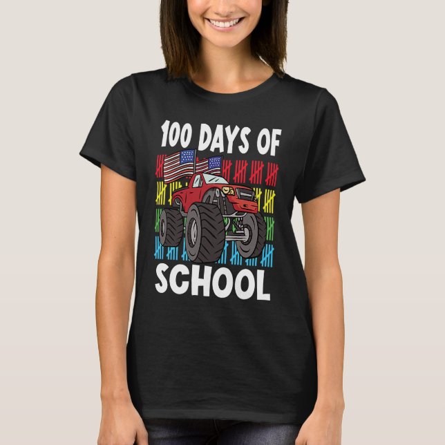 Camiseta 100 Days Of Kindergarten Mosnter Trucks  1 (Anverso)