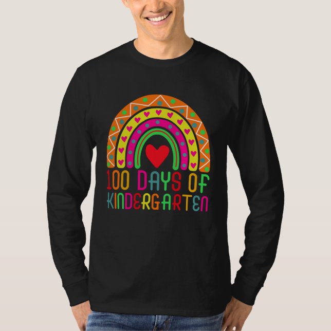 Camiseta 100 Days Of Kindergarten Rainbow Student Teacher (Anverso)