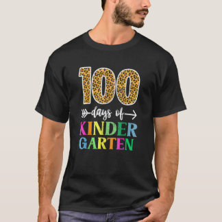 Camiseta 100 Days Of Kindergarten School Teacher Leopard 10