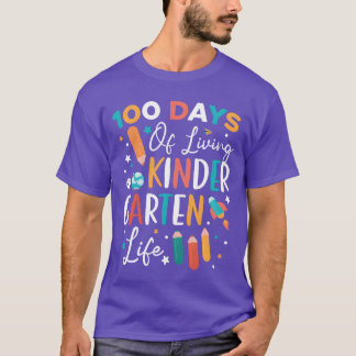 Camiseta 100 Days Of Living Kindergarten Life School friend