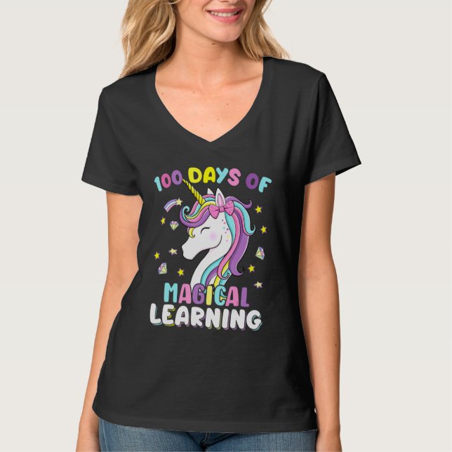 Camiseta 100 Days Of Magical Learning Unicorn 100th Day Sch (Anverso)