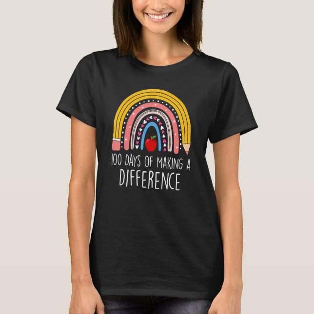 Camiseta 100 Days of Making a Difference Rainbow 100th Day  (Anverso)