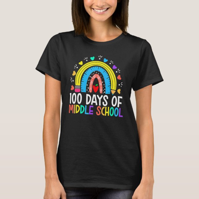 Camiseta 100 Days Of Middle School Happy 100th Day Rainbow  (Anverso)