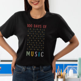 Camiseta 100 Days of Music Notes 100 School Day Teacher