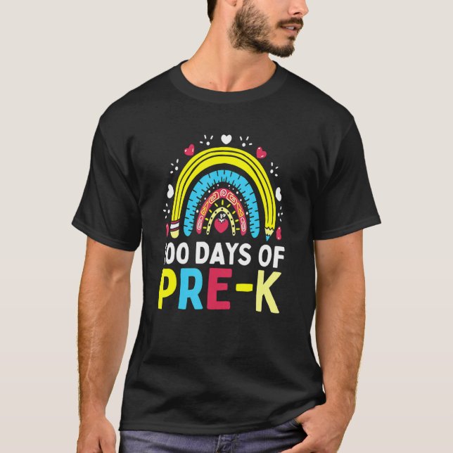 Camiseta 100 Days Of Pre K Happy 100th Day Of School Teache (Anverso)