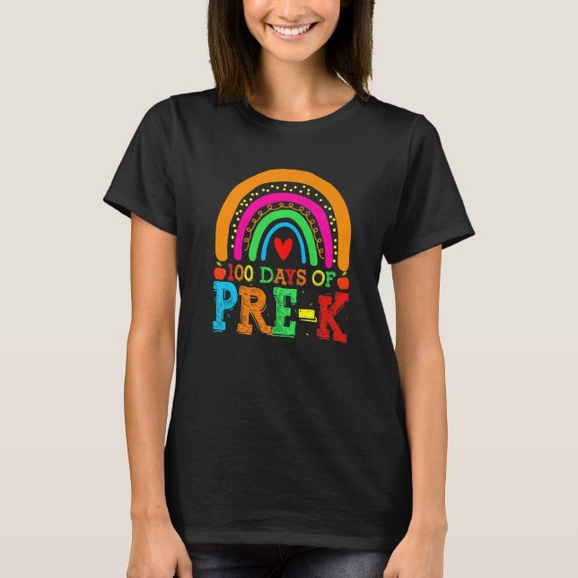 Camiseta 100 Days of Pre k Rainbow 100th Day of School (Anverso)