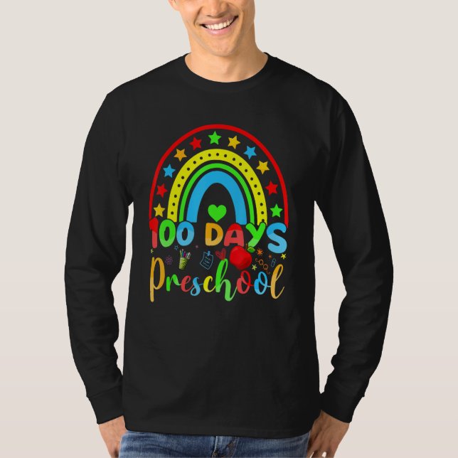 Camiseta 100 Days of Preschool Teacher  100 Days Smarter Ra (Anverso)