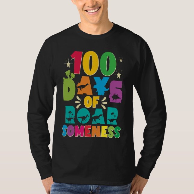Camiseta 100 Days Of Roar Someness 100 Days Of School Rex D (Anverso)