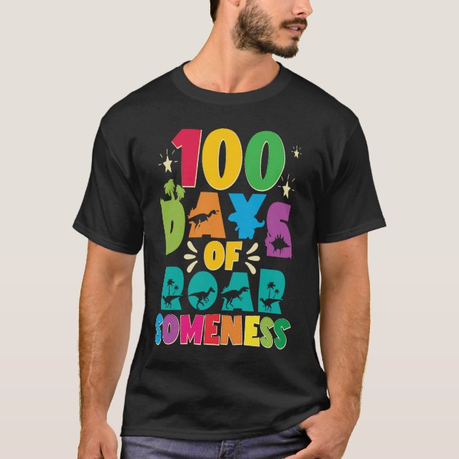 Camiseta 100 Days Of Roar Someness 100 Days Of School Rex D (Anverso)