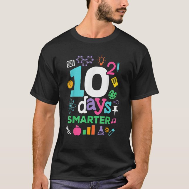 Camiseta 100 Days Of School  10 Squared Days For Math Teach (Anverso)