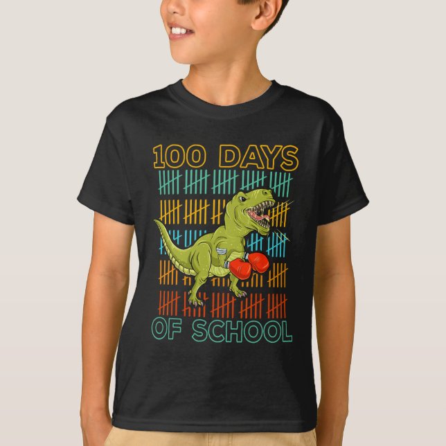 Camiseta 100 Days Of School 2025 Dinosaur Boxing Mma Martia