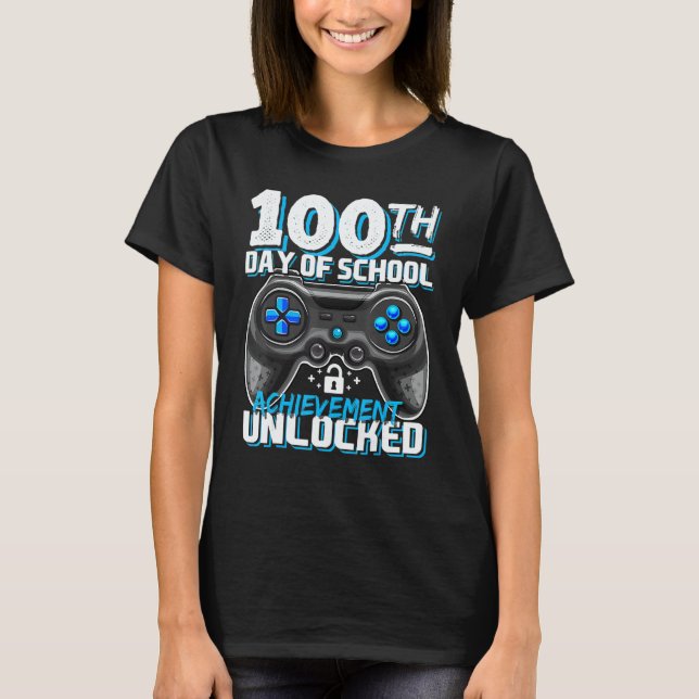Camiseta 100 Days of School Achievement Unlocked Video Game (Anverso)
