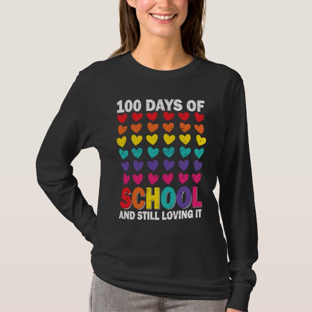 Camiseta 100 Days of school and still loving it Hearts Cute (Anverso)