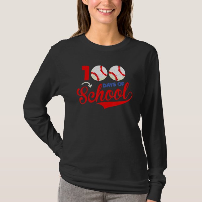 Camiseta 100 Days of School Apparel 100th Day Baseball Teac (Anverso)