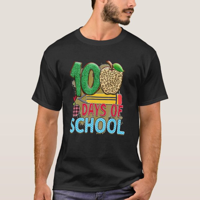 Camiseta 100 Days Of School Apple Pencil  Student Teacher (Anverso)