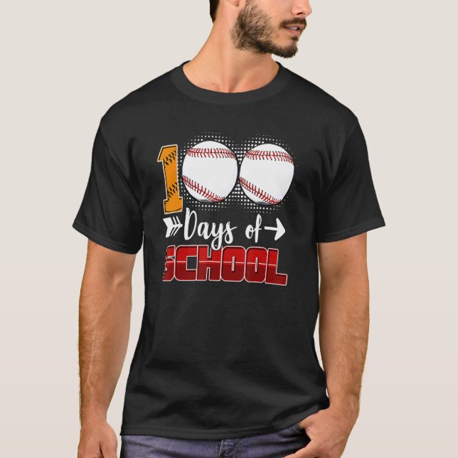 Camiseta 100 Days Of School  Baseball 100 Days Smarter 100t (Anverso)