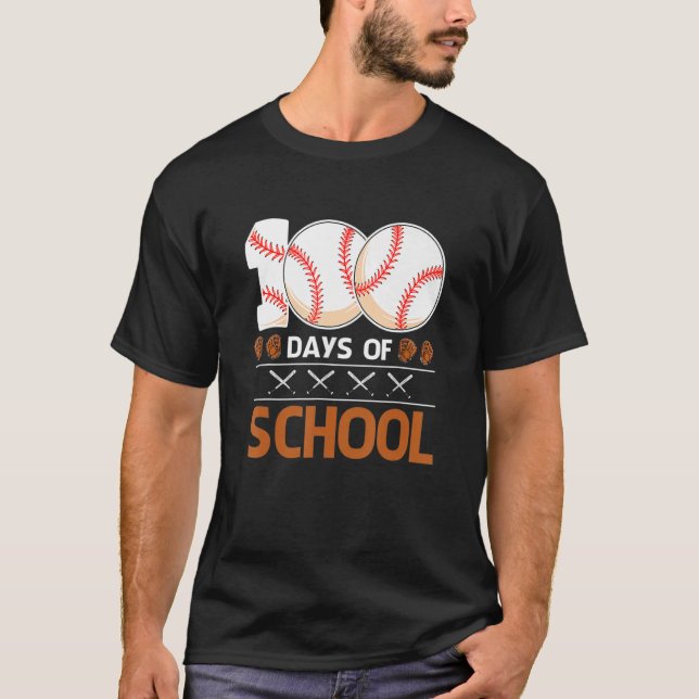 Camiseta 100 Days Of School  Baseball 100 Days Smarter 100t (Anverso)