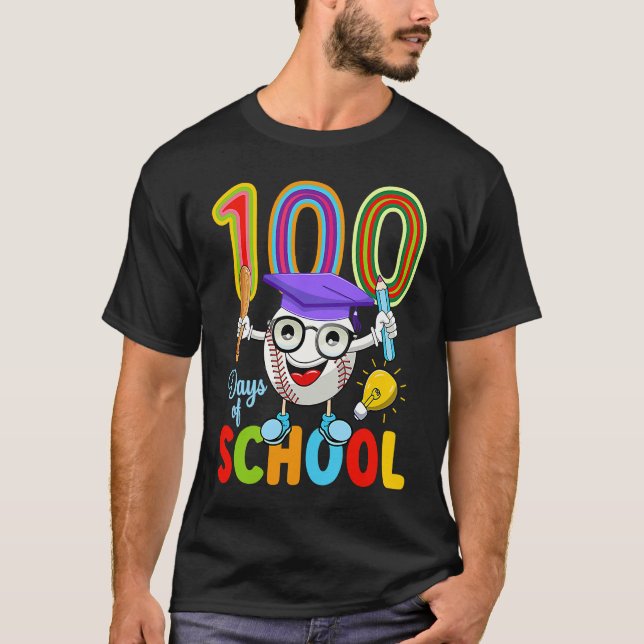 Camiseta 100 Days Of School Baseball 100th Day  Kids Teache (Anverso)