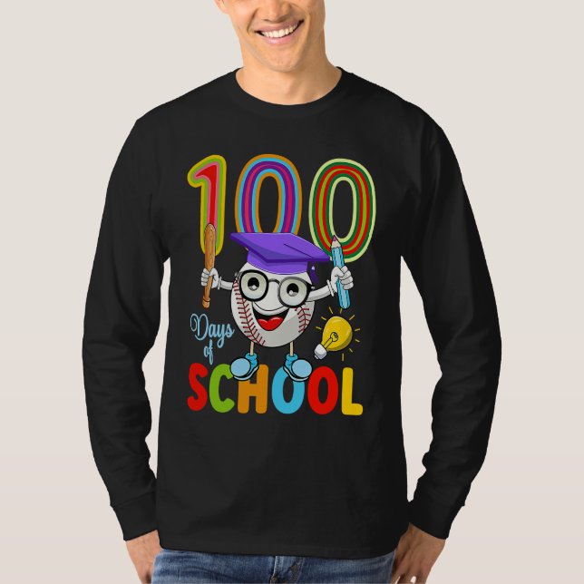 Camiseta 100 Days Of School Baseball 100th Day  Kids Teache (Anverso)