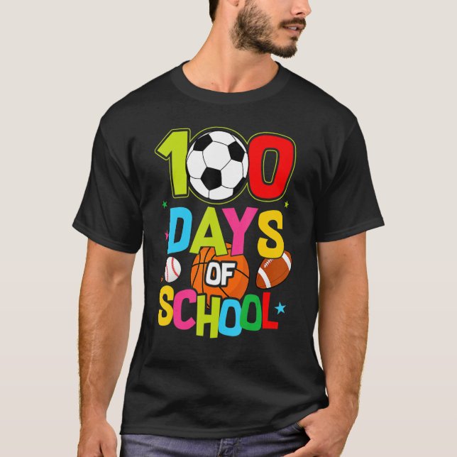 Camiseta 100 Days Of School Baseball Basketball Soccer Foot (Anverso)