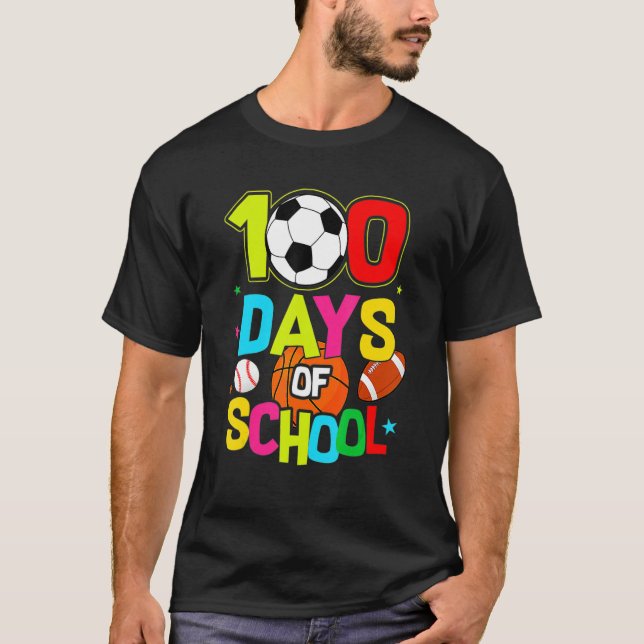 Camiseta 100 Days Of School Baseball Basketball Soccer Foot (Anverso)