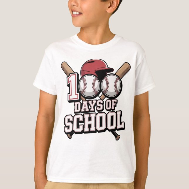 Camiseta 100 Days of School Baseball Sports Theme (Anverso)