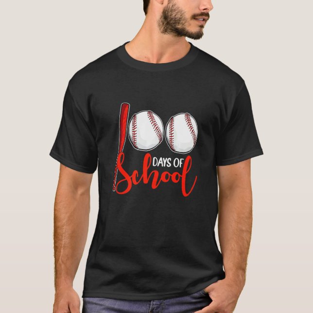 Camiseta 100 Days of School Baseball Teacher Boys 100th Day (Anverso)