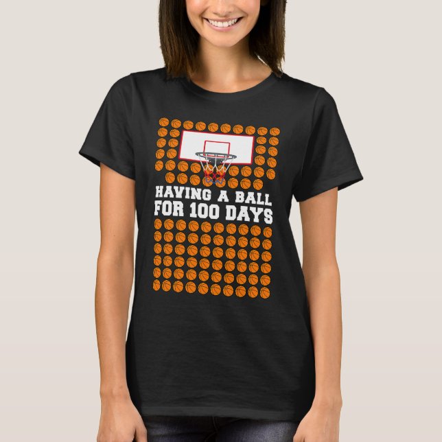 Camiseta 100 Days Of School Basketball 100th Day Balls  For (Anverso)