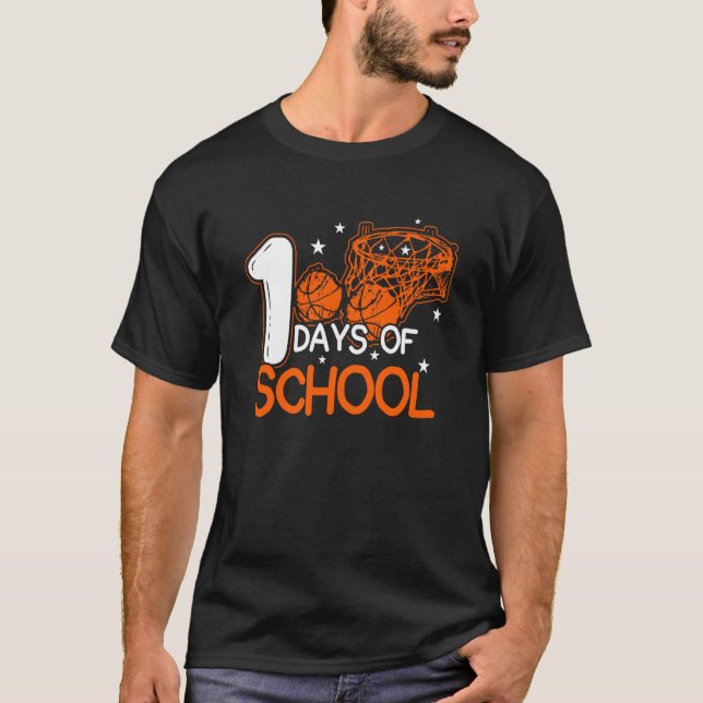 Camiseta 100 Days Of School Basketball Dunking Student (Anverso)