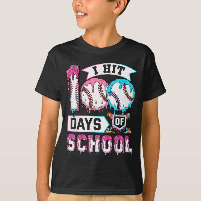 Camiseta 100 Days Of School Boys Baseball Drip 100th Day Ki (Anverso)