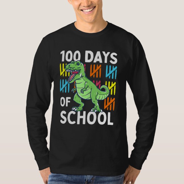 Camiseta 100 Days Of School Boys Dinosaur 100th Day Dino (Anverso)