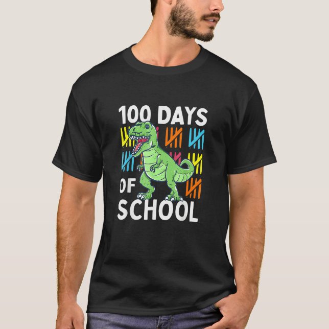 Camiseta 100 Days Of School Boys Dinosaur 100th Day Dino 1 (Anverso)