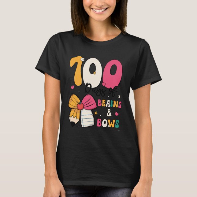 Camiseta 100 Days of School Brains and Bows 100th Day of Sc (Anverso)