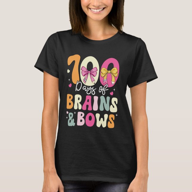 Camiseta 100 Days of School Brains and Bows 100th Day of Sc (Anverso)