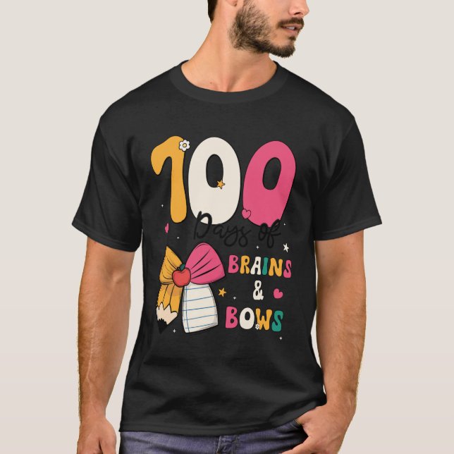 Camiseta 100 Days of School Brains and Bows 100th Day of Sc (Anverso)