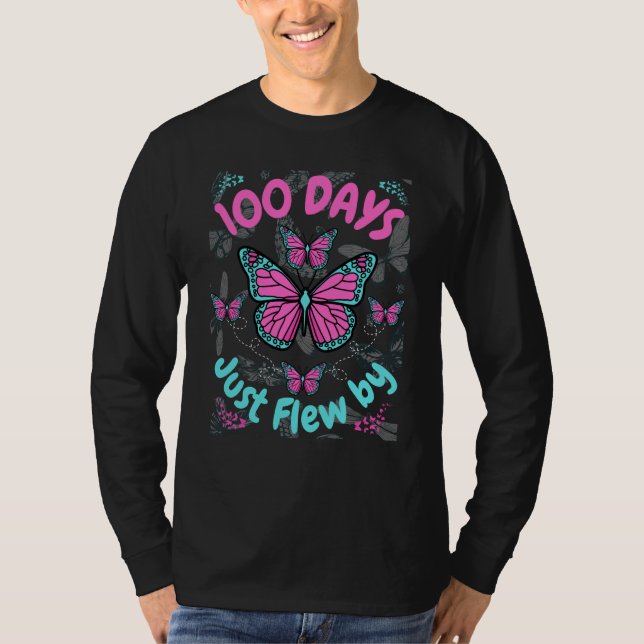 Camiseta 100 Days of School Butterfly Girls 100 Days Just F (Anverso)