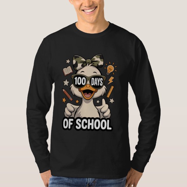 Camiseta 100 Days of School Camo Cap 100th Day Goose Kids G (Anverso)