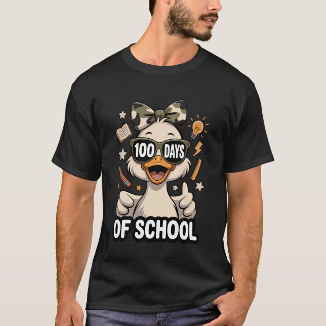 Camiseta 100 Days of School Camo Cap 100th Day Goose Kids G (Anverso)